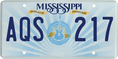 MS license plate AQS217