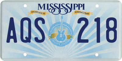 MS license plate AQS218