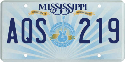 MS license plate AQS219