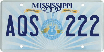 MS license plate AQS222