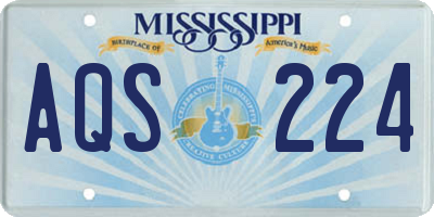 MS license plate AQS224