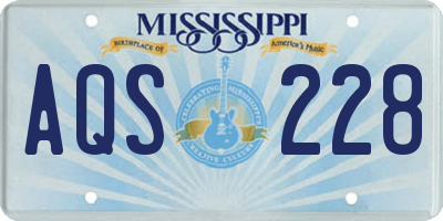 MS license plate AQS228