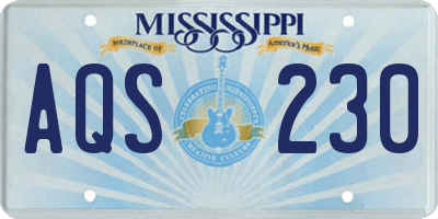 MS license plate AQS230