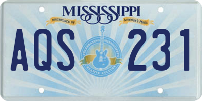 MS license plate AQS231