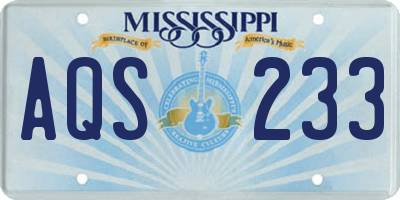 MS license plate AQS233