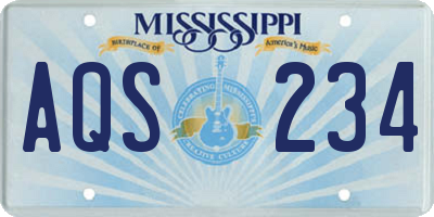 MS license plate AQS234