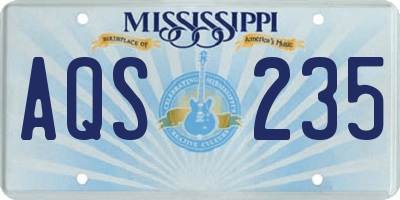 MS license plate AQS235