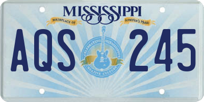MS license plate AQS245