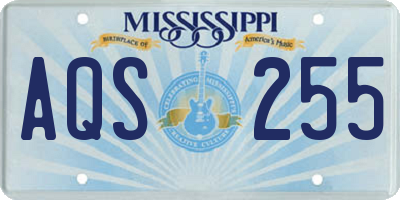 MS license plate AQS255