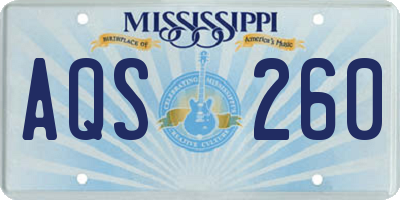 MS license plate AQS260
