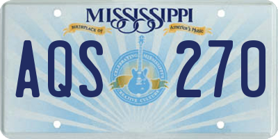 MS license plate AQS270