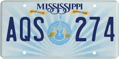 MS license plate AQS274