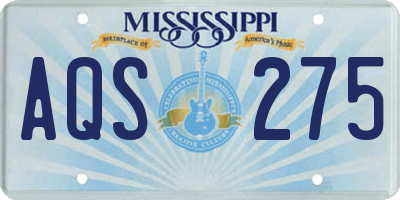 MS license plate AQS275