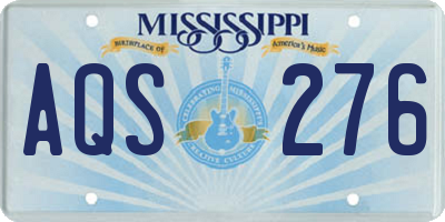 MS license plate AQS276