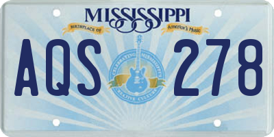 MS license plate AQS278