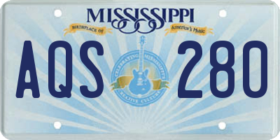 MS license plate AQS280