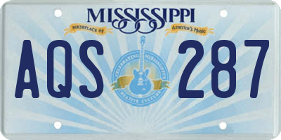 MS license plate AQS287