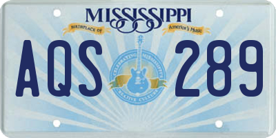 MS license plate AQS289
