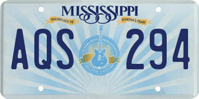 MS license plate AQS294