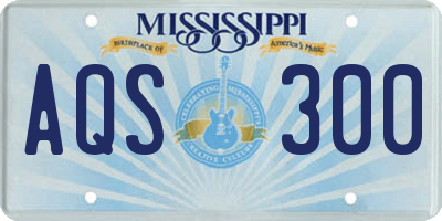 MS license plate AQS300