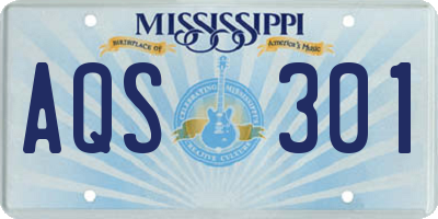 MS license plate AQS301
