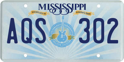 MS license plate AQS302