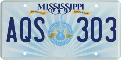 MS license plate AQS303