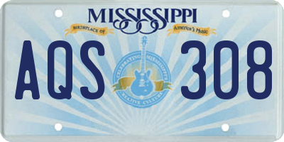 MS license plate AQS308