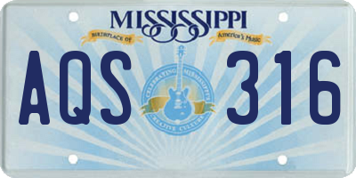 MS license plate AQS316