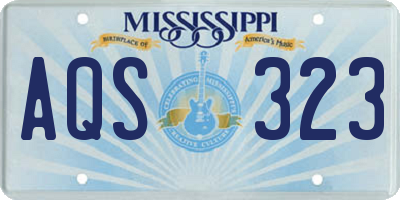 MS license plate AQS323