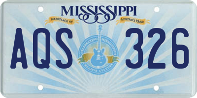 MS license plate AQS326