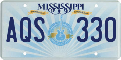 MS license plate AQS330