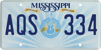 MS license plate AQS334