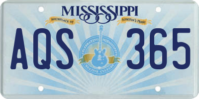MS license plate AQS365