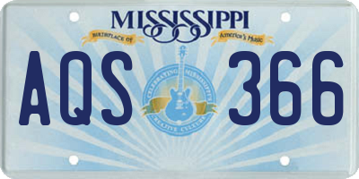 MS license plate AQS366