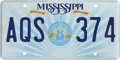 MS license plate AQS374
