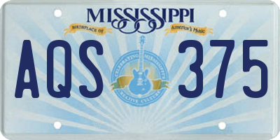 MS license plate AQS375
