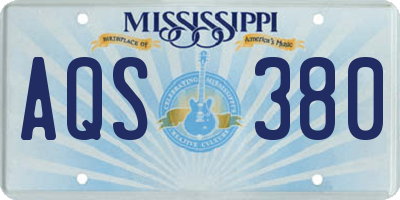 MS license plate AQS380