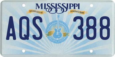 MS license plate AQS388