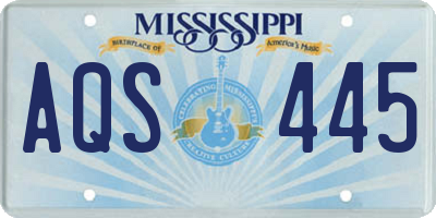 MS license plate AQS445