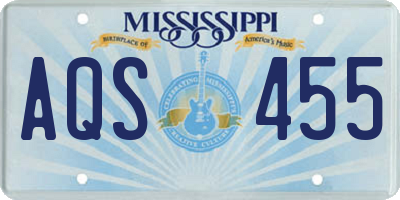 MS license plate AQS455