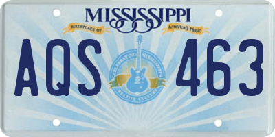 MS license plate AQS463