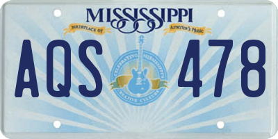 MS license plate AQS478