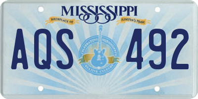 MS license plate AQS492