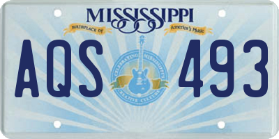 MS license plate AQS493