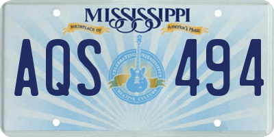 MS license plate AQS494