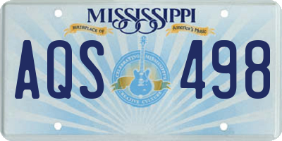 MS license plate AQS498