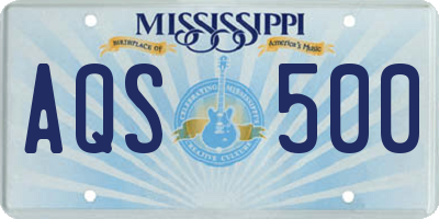 MS license plate AQS500