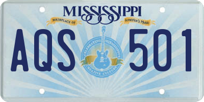 MS license plate AQS501