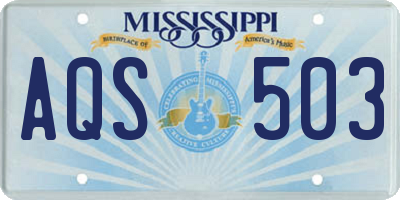 MS license plate AQS503